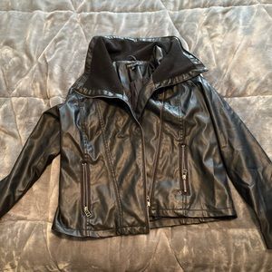 Black faux leather jacket —- medium